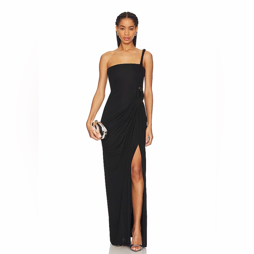 Jonathan Simkhai Black One-Shoulder Gown